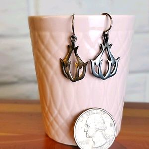 Earrings, pierced, stainless, fish, vintage